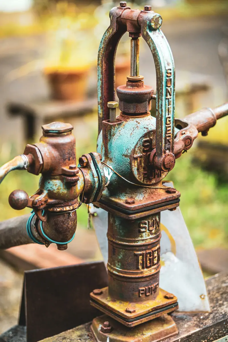 A water pump with pipes and valves